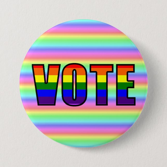 Badge Rond 7,6 Cm Bouton de vote LGBT Arc-en-ciel (Devant)