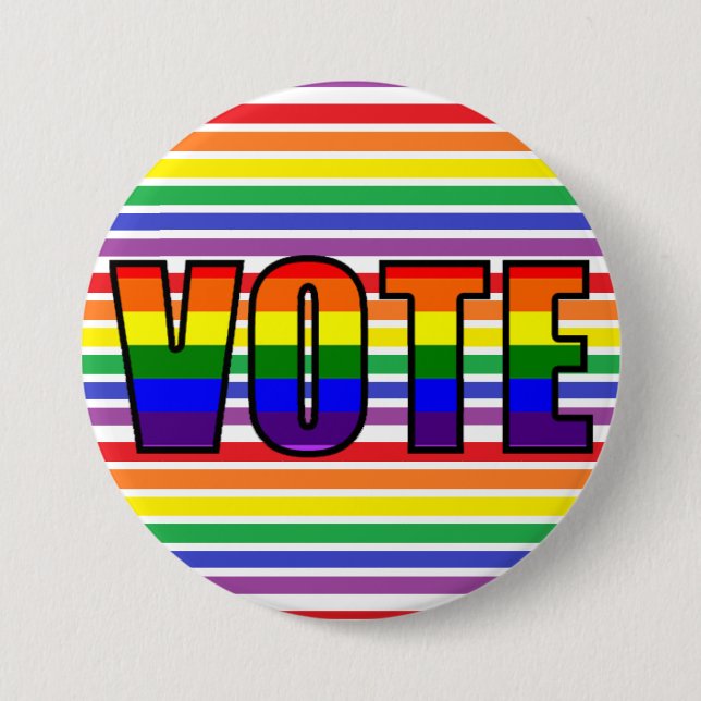 Badge Rond 7,6 Cm Bouton de vote LGBT Arc-en-ciel (Devant)