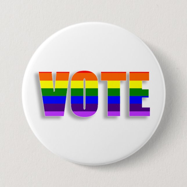 Badge Rond 7,6 Cm Bouton de vote LGBT Arc-en-ciel (Devant)