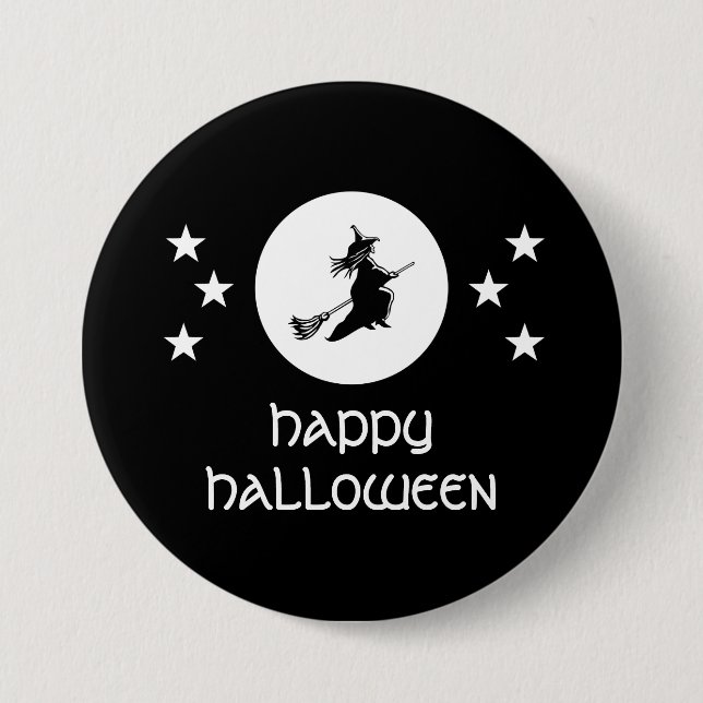 Badge Rond 7,6 Cm Bouton d'Halloween, Noir (Devant)