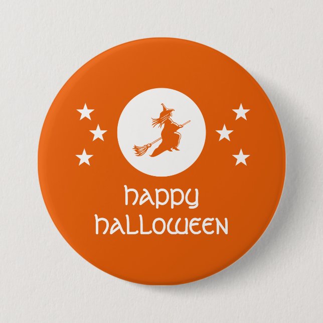 Badge Rond 7,6 Cm Bouton d'Halloween, orange (Devant)