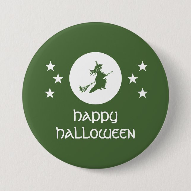 Badge Rond 7,6 Cm Bouton d'Halloween, vert (Devant)