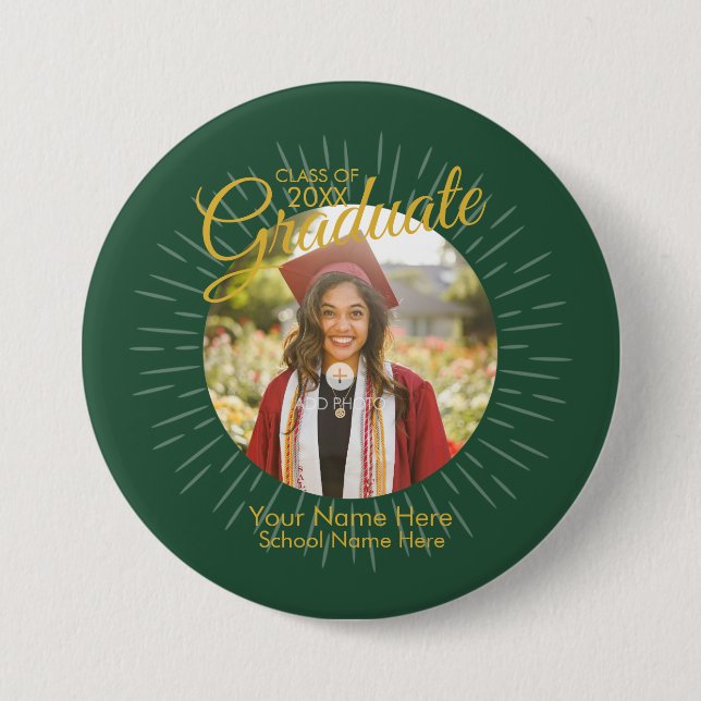 Badge Rond 7,6 Cm Bouton diplômé star 2026 (vert) (Devant)