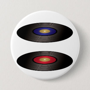 Badge Rond 7,6 Cm Bouton Disques Vinyles
