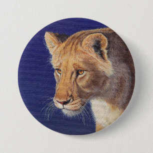 Badge Rond 7,6 Cm Bouton d'or de lionne de beauté
