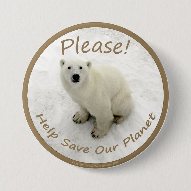 Badge Rond 7,6 Cm Bouton d'ours blanc (Devant)