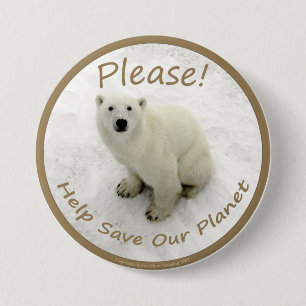 Badge Rond 7,6 Cm Bouton d'ours blanc