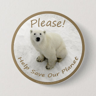 Badge Rond 7,6 Cm Bouton d'ours blanc