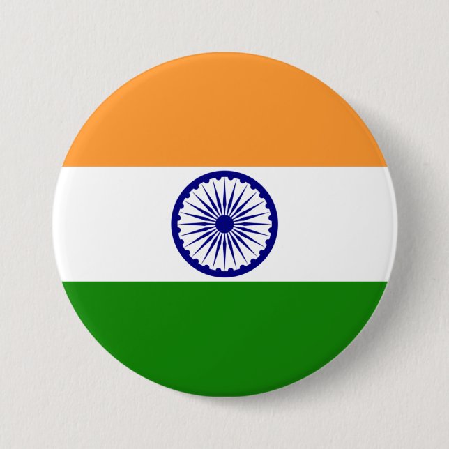Badge Rond 7,6 Cm Bouton Drapeau de conception Inde (Devant)