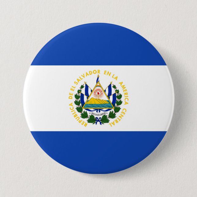 Badge Rond 7,6 Cm Bouton Drapeau El Salvador (Devant)