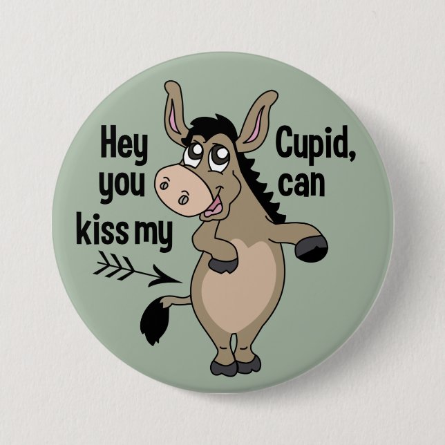 Badge Rond 7,6 Cm Bouton Drôle Anti-Valentine Donkey (Devant)