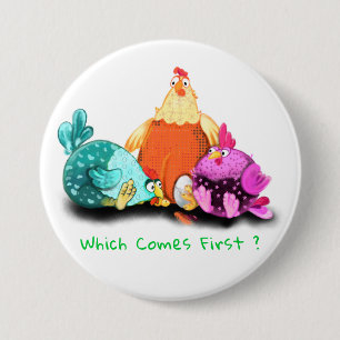 Badge Rond 7,6 Cm Bouton Drôle Poulets Attendant Oeuf À Hatch