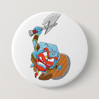 Badge Rond 7,6 Cm Bouton du barbare D20