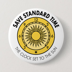 Badge Rond 7,6 Cm Bouton du logo SST "L'horloge réglée au soleil"