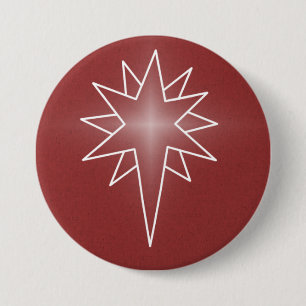 Badge Rond 7,6 Cm Bouton du nord de Noël d'étoile, rouge