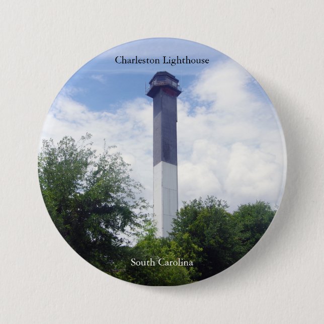 Badge Rond 7,6 Cm Bouton du phare de Charleston (Devant)