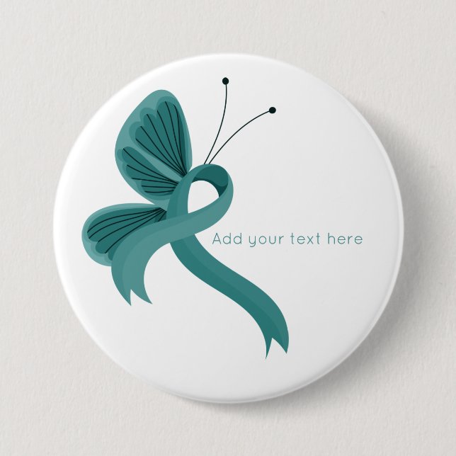 Badge Rond 7,6 Cm Bouton du ruban de sensibilisation turquoise (Devant)