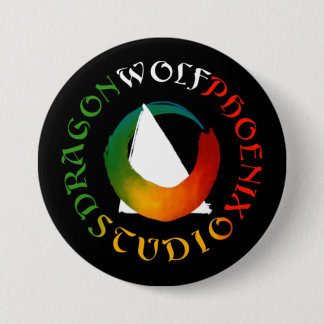 Badge Rond 7,6 Cm Bouton du Studio Dragon Loup Phénix