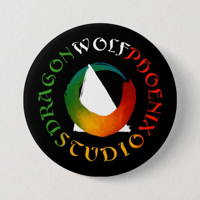 Badge Rond 7,6 Cm Bouton du Studio Dragon Loup Phénix (Devant)