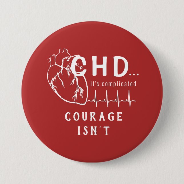 Badge Rond 7,6 Cm Bouton EKG pour croquis cardiaques CHD (Devant)