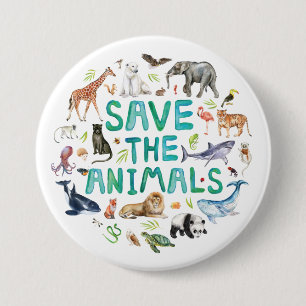 Badge Rond 7,6 Cm Bouton Enregistrer les animaux