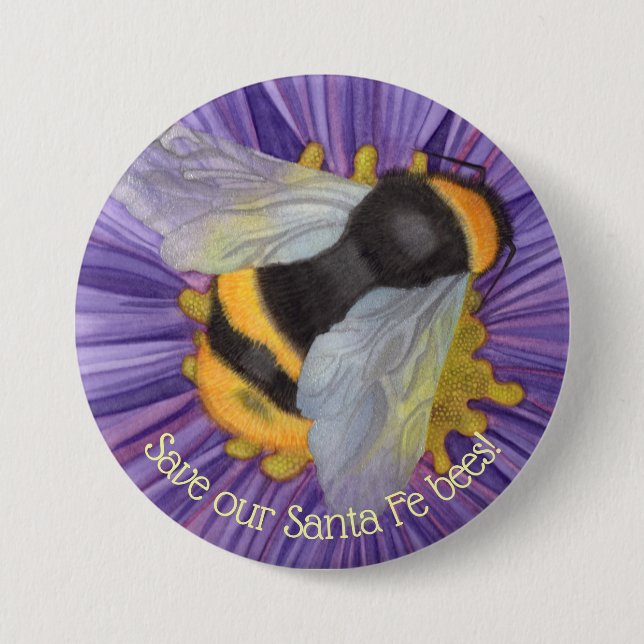 Badge Rond 7,6 Cm Bouton Enregistrer nos abeilles personnalisées (Devant)
