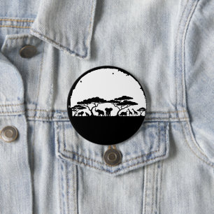 Badge Rond 7,6 Cm Bouton épinglé à silhouette de safari faune africa