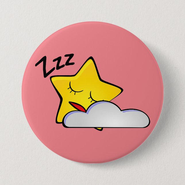 Badge Rond 7,6 Cm Bouton étoile jaune dormant (Devant)