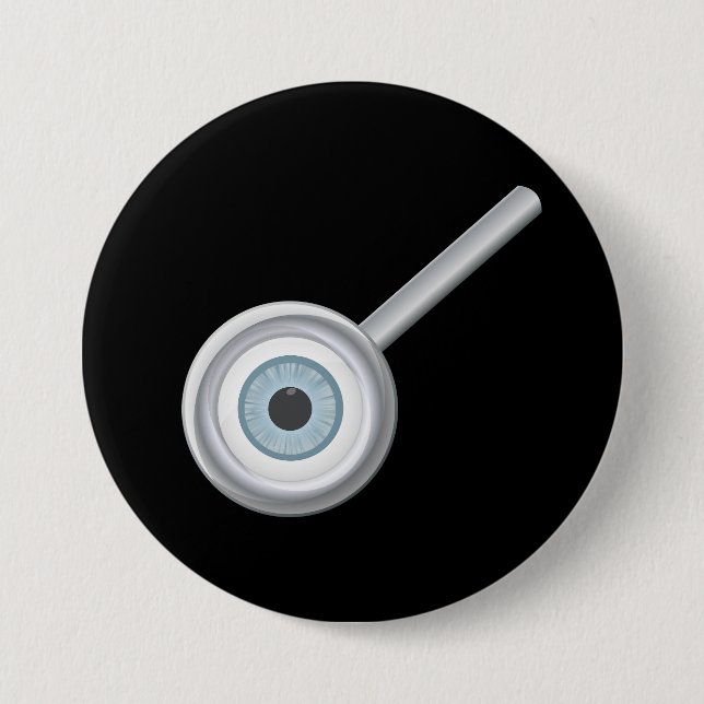Badge Rond 7,6 Cm Bouton Eyeball En Verre Magnifiant (Devant)