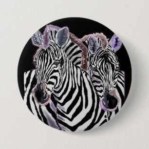 Badge Rond 7,6 Cm Bouton Famille de couple Zebra