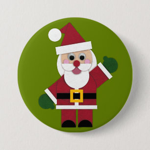 Badge Rond 7,6 Cm Bouton Felt Père Noël 2021