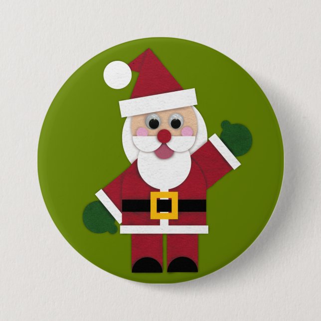 Badge Rond 7,6 Cm Bouton Felt Père Noël 2021 (Devant)