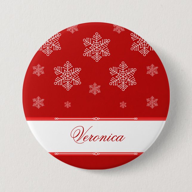 Badge Rond 7,6 Cm Bouton Fête de Neige, Rouge (Devant)
