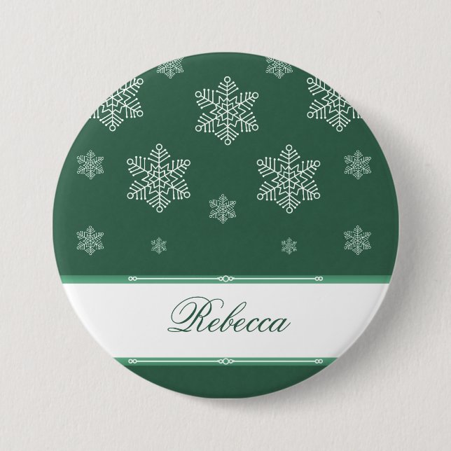 Badge Rond 7,6 Cm Bouton Fête de Neige, Vert (Devant)