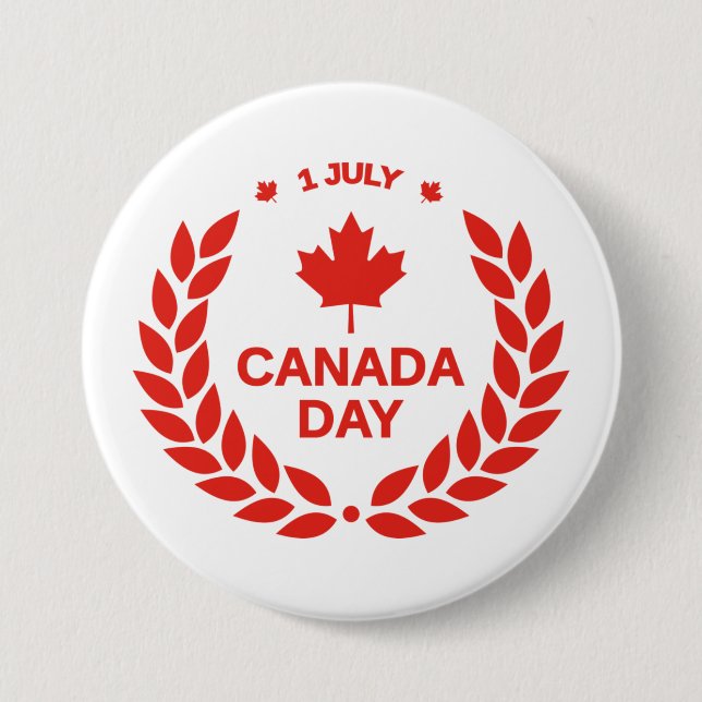 Badge Rond 7,6 Cm Bouton Fête du Canada (Devant)