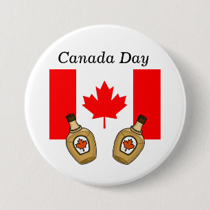 Badge Rond 7,6 Cm Bouton Fête du Canada - Sirop d'érable et drapea