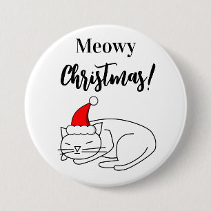 Badge Rond 7,6 Cm Bouton Fêtes de Noël Meowy