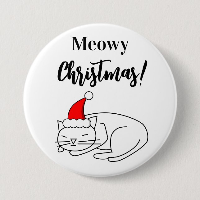 Badge Rond 7,6 Cm Bouton Fêtes de Noël Meowy (Devant)