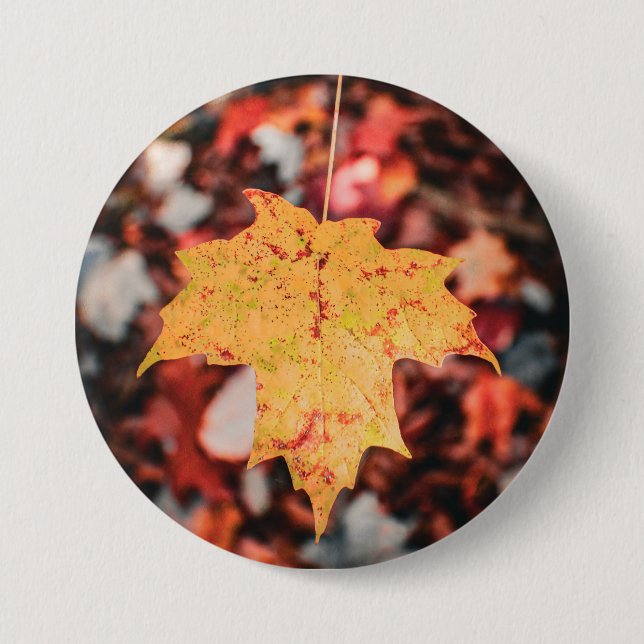 Badge Rond 7,6 Cm Bouton Feuille automne (Devant)