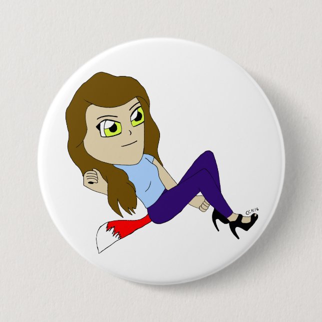 Badge Rond 7,6 Cm bouton fille chibi foxy (Devant)