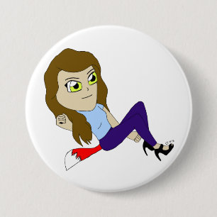 Badge Rond 7,6 Cm bouton fille chibi foxy
