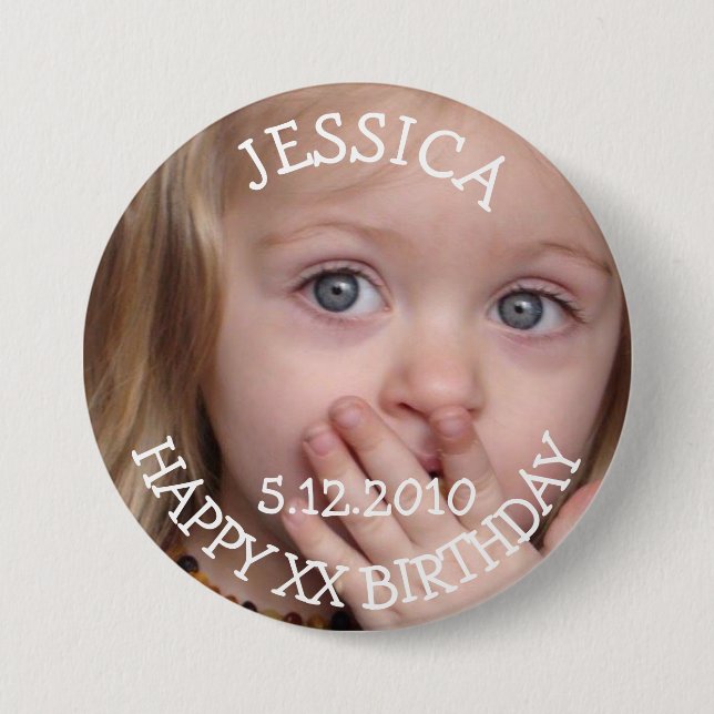 Badge Rond 7,6 Cm Bouton Fille d'anniversaire (Devant)