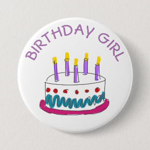 Badge Rond 7,6 Cm Bouton Fille d'anniversaire