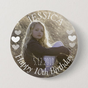 Badge Rond 7,6 Cm Bouton Fille d'anniversaire