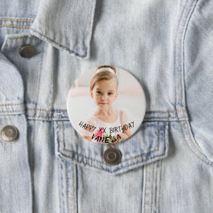 Badge Rond 7,6 Cm Bouton Fille d'anniversaire personnalisé