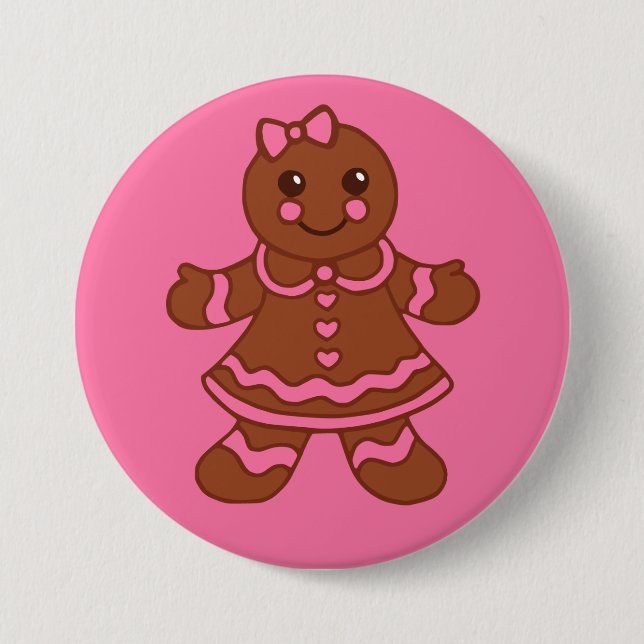 Badge Rond 7,6 Cm Bouton fille pain d'épices (Devant)