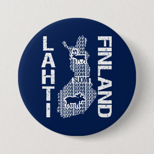Badge Rond 7,6 Cm Bouton FINLANDE MAP - Lahti