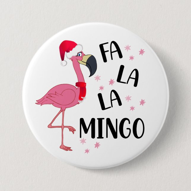 Badge Rond 7,6 Cm Bouton Flamant de Noël (Devant)