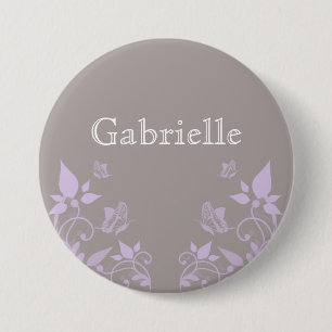Badge Rond 7,6 Cm Bouton floral papillon Lilac