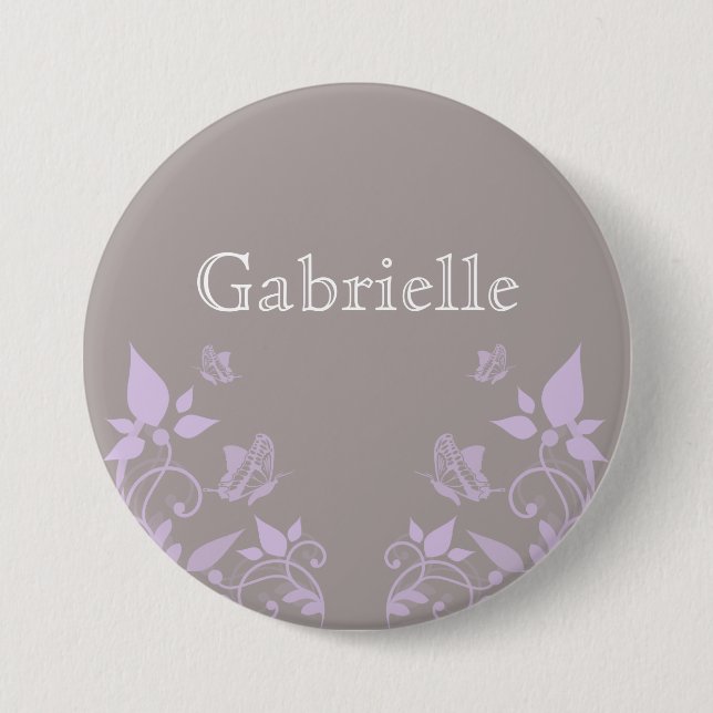 Badge Rond 7,6 Cm Bouton floral papillon Lilac (Devant)